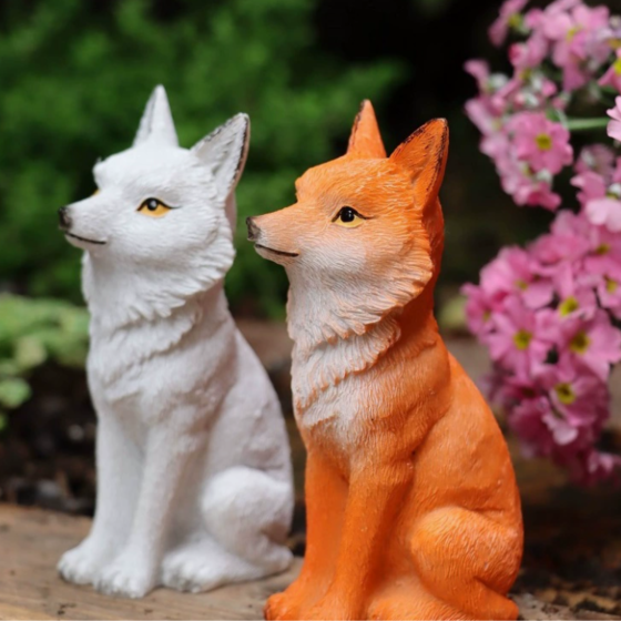 Фігурка Лисичка 11 х 7 см Помаранчева з полістоуну для вазону, флораріуму. міні-саду Білий Одеса