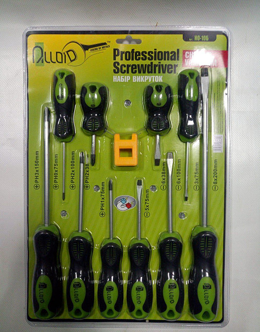 Набор отверток 10 предм. шлиц и крест ALLOID Винница - изображение 2