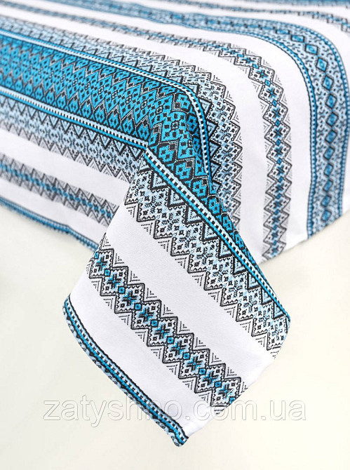 Скатертина вишита блакитна Київ - фото 1