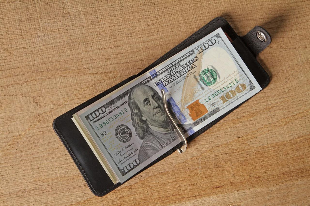 Затискач для купюр SHVIGEL 13787 з вінтажній шкіри Чорний Київ - фото 3