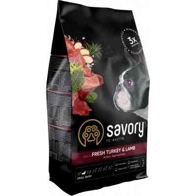 Сухой корм для собак Savory Small Breed rich in Fresh Turkey and Lamb 3 кг (4820232630358) Винница
