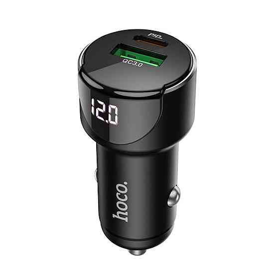 Автомобільний зарядний пристрій HOCO Z42 Light road dual port digital display PD20W+QC3.0 car charger Black Киев
