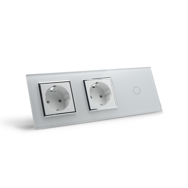 LIVOLO Сенсорний вимикач 1 сенсор 2 розетки Livolo білий хром скло (VL-C701/C7C2EU-11C) Коломия - фото 3