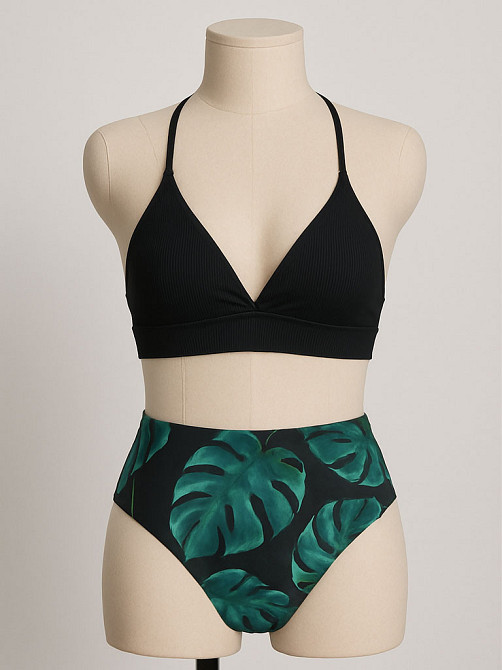 Купальник жіночий роздільний у рубчик з арнаментом L Харків - фото 2