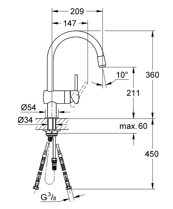 Смеситель для кухни с выдвижным изливом Grohe Minta (32918000) Киев - изображение 4