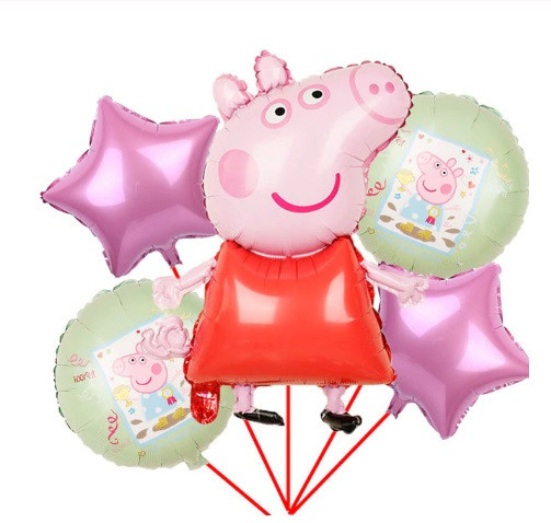 Фольгированные шарики Пеппа праздничные 5 штук разноцветный Киев - изображение 1