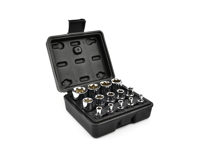 Набір головок торцевих Torx "GeKo" (1/2”, 3/8”, 1/4”) x (E4 - E24), комплект 14 штук Стрий - фото 1