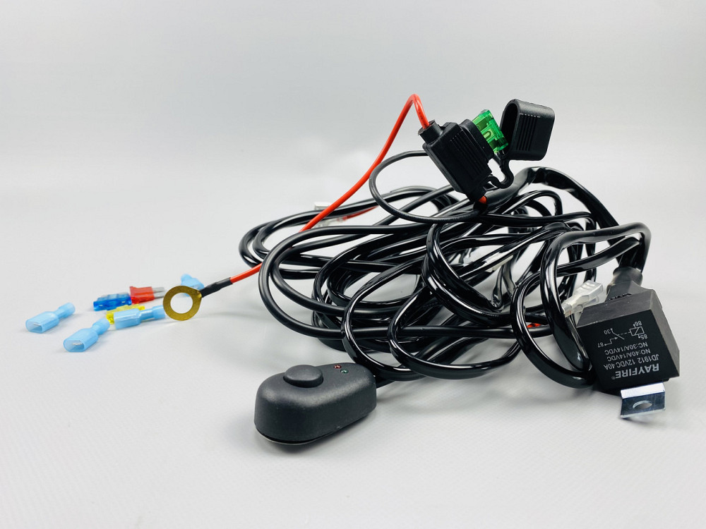 Комплект проводки для будь-яких led фар і led bar в зборі 0-30A 3 м кабель пульт з джгутом реле запобіжники Мукачево - фото 2