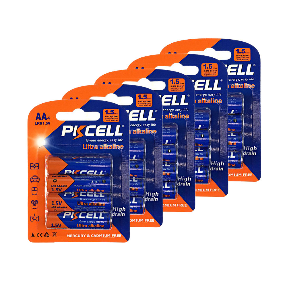Комплект з 20 батарейок PKCELL Ultra Alkaline AA LR6 1.5V по 4шт./блістер Київ - фото 1