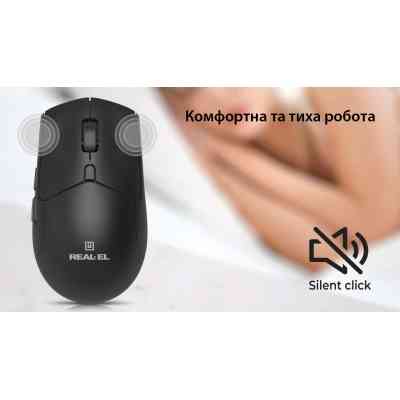 Мишка REAL-EL RM-460W Wireless/Bluetooth Black (EL123200048) Вінниця
