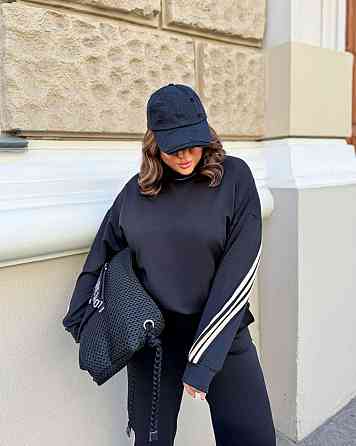 Жіночий стильний прогулянковий костюм двонитка Чорний, 52/54 Одеса