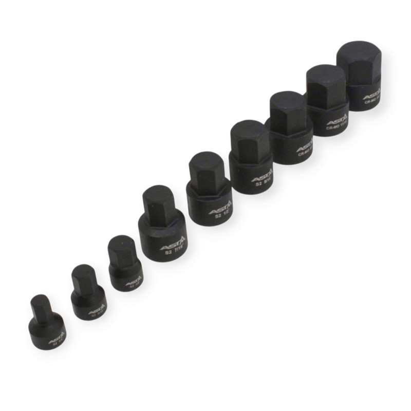 Набір ударних головок HEX 1/4? - 1/4?,5/16?,3/8?, 3/8? 7/16?,1/2?,9/16?,5/8?,11/16?,3/4? (планка) Мукачево - фото 2