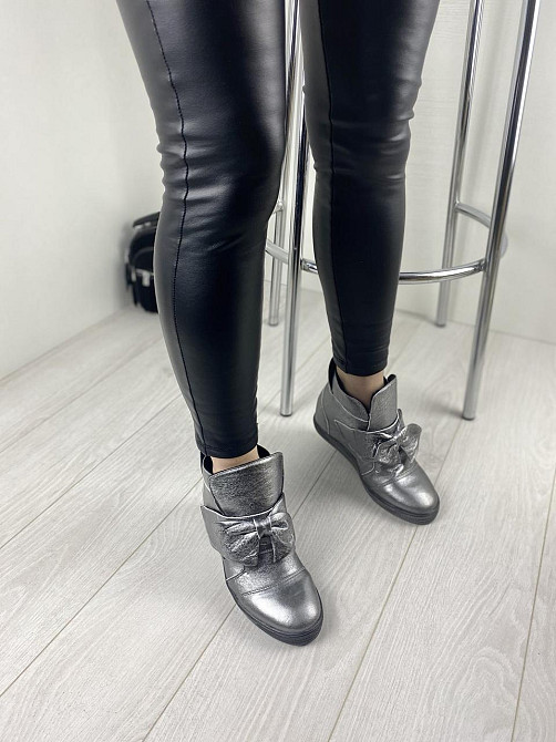 Жіночі снікерси 2415 срібні натуральна шкіра демісезонні підошва 2/7 см розмір 38 (3233) Коломия - фото 3