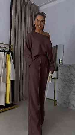 Женский прогулочный костюм двойка: кофта и штаны двунить Шоколадный, 42/46 Одесса