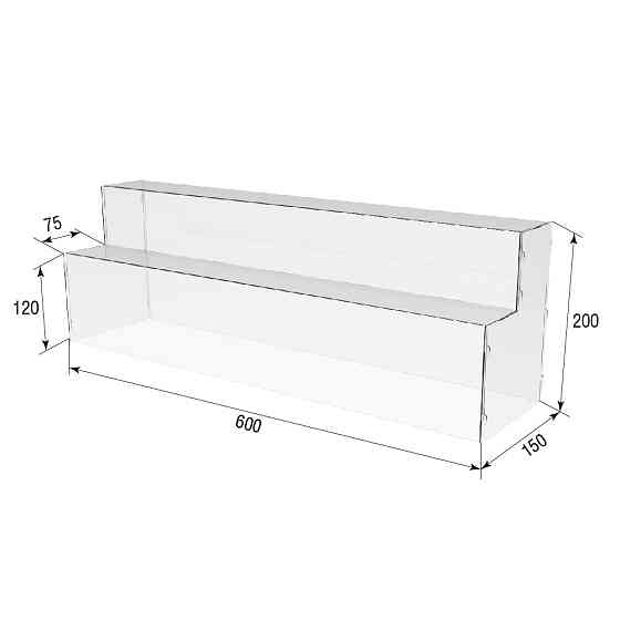 Товарна горка EKOSTAR на 2 сходи з акрилу 600x150x200 Київ