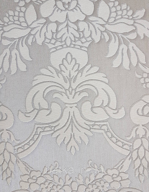 Шпалери вінілові на флізеліні Rasch Trianon Xlll 0.53х10 класика структурні вензелю квіти білі на сірому Київ - фото 3