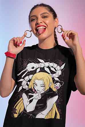 Футболка з аніме принтом Магічна битва оверсайз (S/M/L) Чорний AnimeJ0307 Дніпро