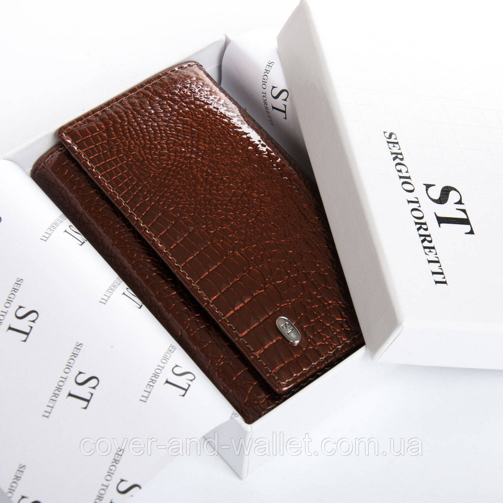 Маленький жіночий гаманець у лаковій шкірі коричневого кольору ST Київ - фото 8