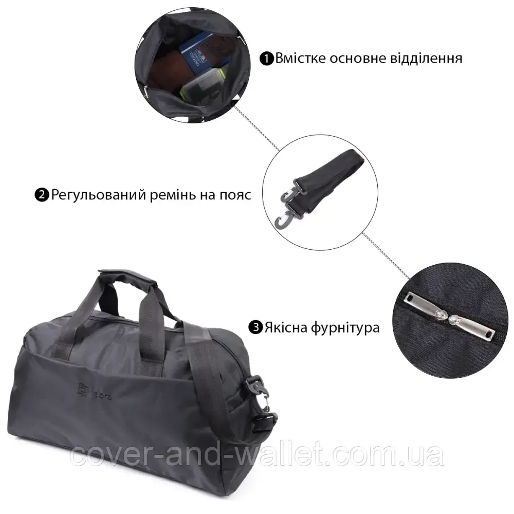 Стильная дорожная сумка из качественного полиэстера небольшого размера черного цвета FBR Киев - изображение 3