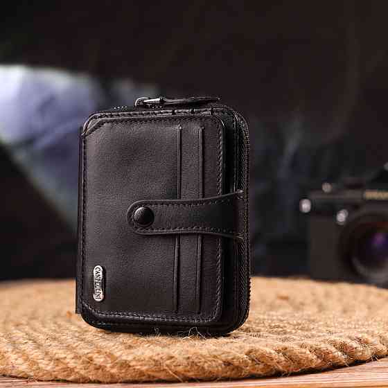 Красивое портмоне из натуральной галдкой кожи CANPELLINI 21492 Черное Киев