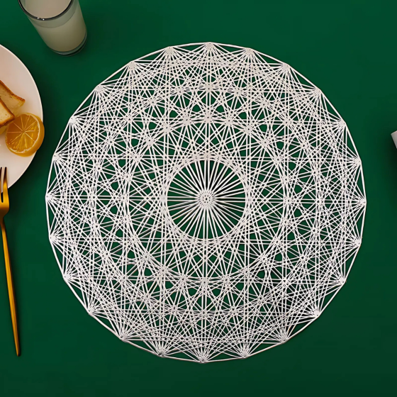 Сервировочная салфетка круглая под горячее, коврик сервировочный серебристый набор 2 шт Каменец-Подольский