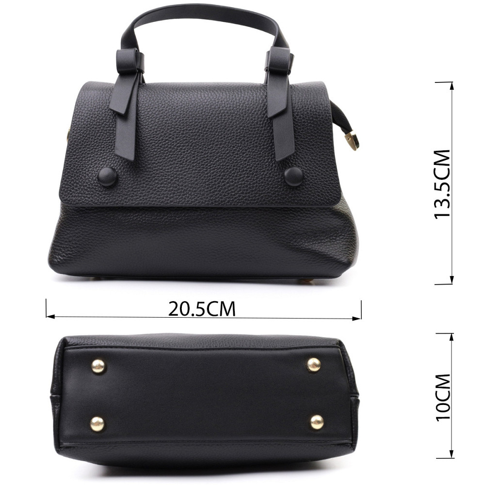 Люксова сумка для жінок з короткою ручкою з натуральної шкіри Vintage 22670 Чорна Київ - фото 3