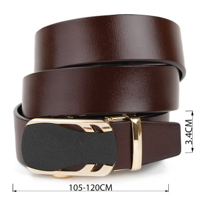 Ремінь Vintage З золотистою пряжкою автомат Коричневий (20323) Вінниця - фото 4