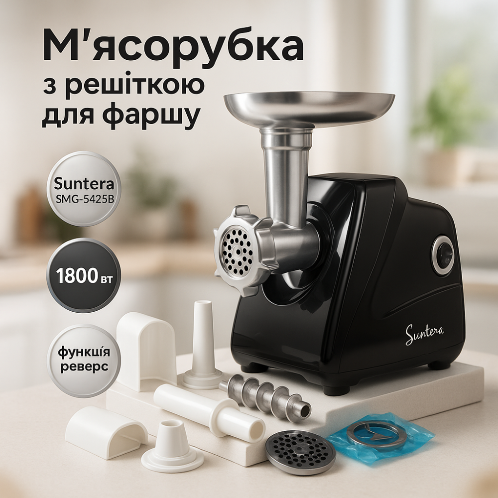 Электрическая мясорубка 2в1 Suntera SMG-5425B 1800Вт, Мясорубки для кафе, Электромясорубка с реверсом HO-94 Львов - изображение 18