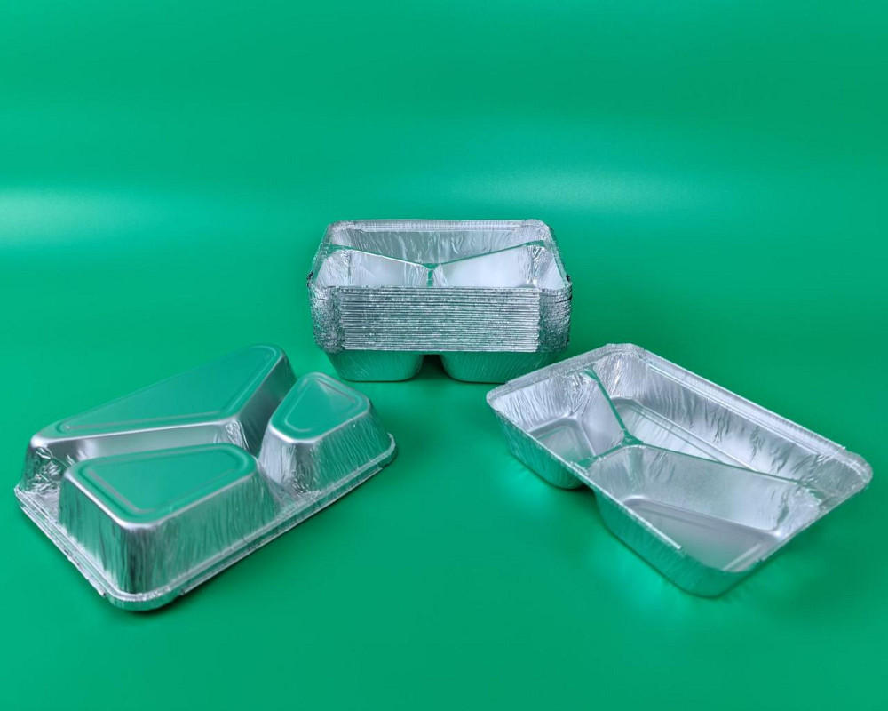 Контейнер из пищевой алюминиевой фольги прямоугольный трехсекционный  190/280/360мл M3L 100шт в упаковки (1 Харьков - изображение 3