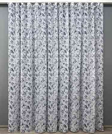 Тюль VR-Textil 416т Flora Батист Білий з сіро-блакитним 500х270 см (42-0828) Київ