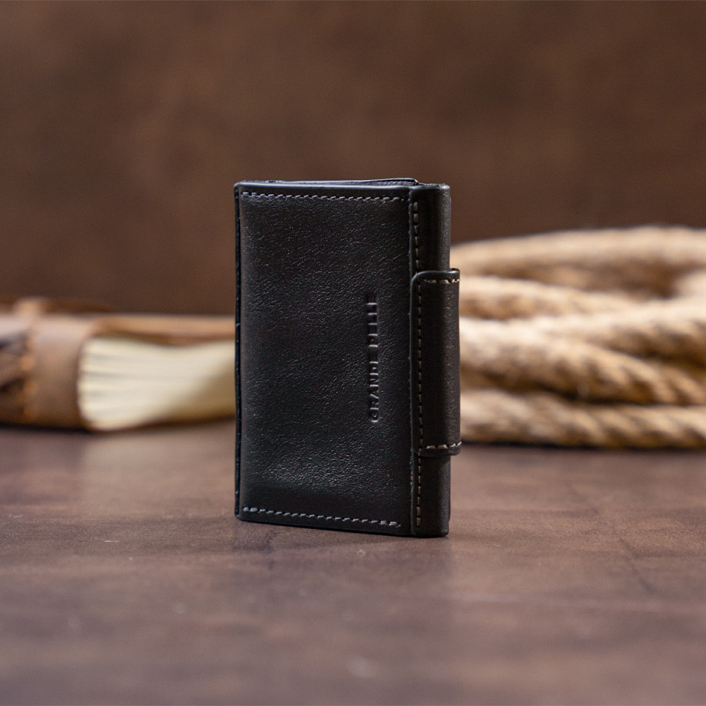 Визитница для карточек глянцевая из натуральной кожи Черная (GRANDE PELLE) Киев - изображение 3