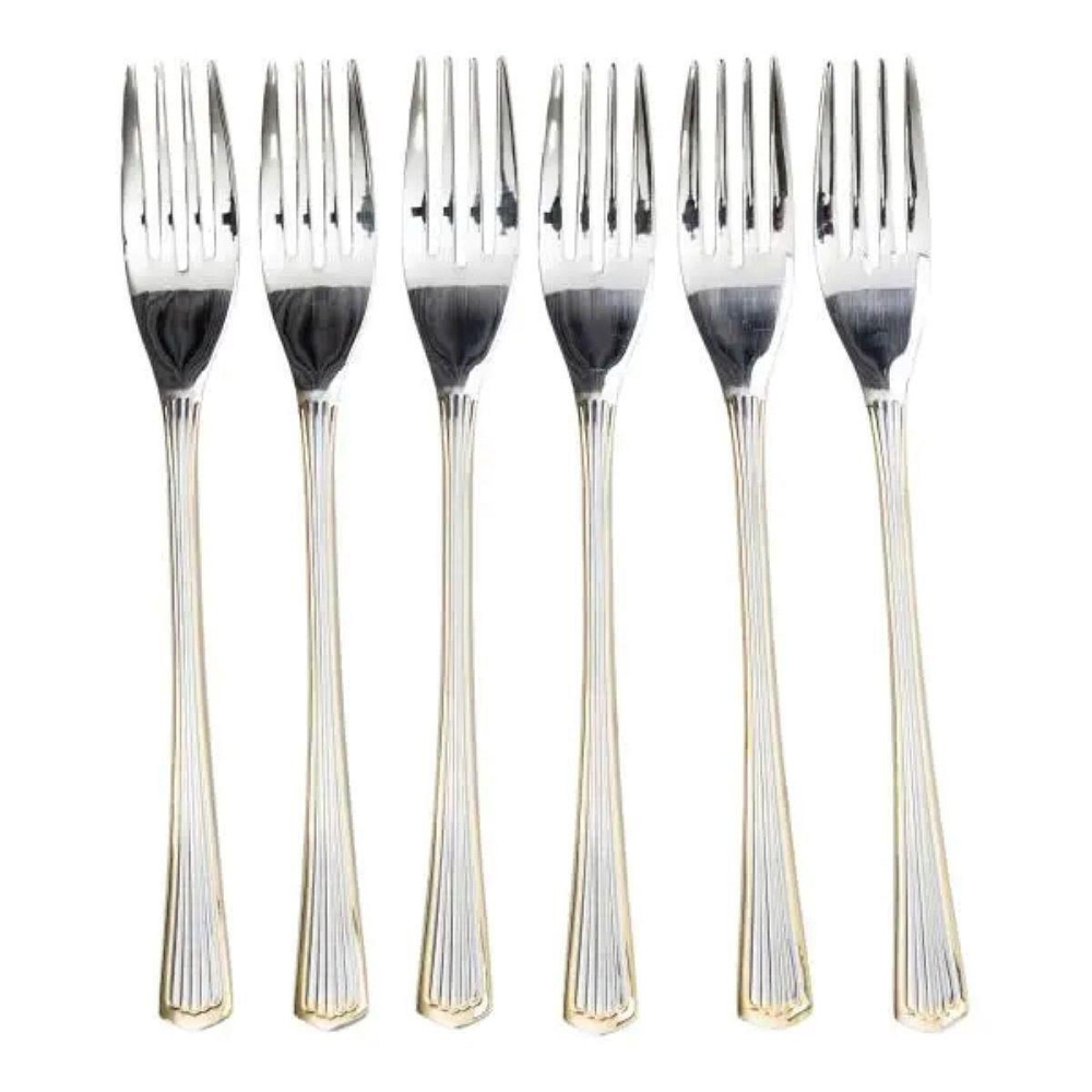 Набор десертных вилок 6 шт. с золотой обводкой Киев - изображение 3