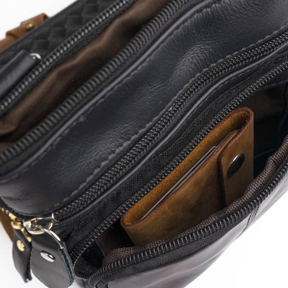 Сумка чоловіча Vintage компактних розмірів 14607 Чорний Київ - фото 3