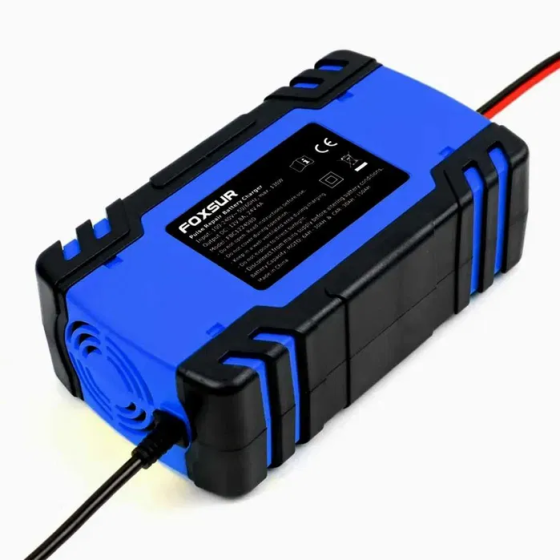 Зарядное устройство для автомобильного аккумулятора Foxsur 12V-24V 8A (Синий) Винница