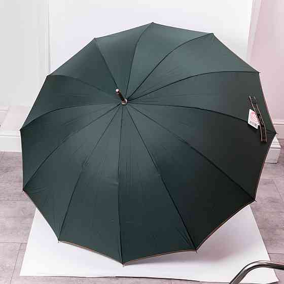 Класична парасолька-тростина з чохлом напівавтомат з поліестеру міцна надійна 12 спиць діаметр 120 см Зелений HP-23-16GR Коломия