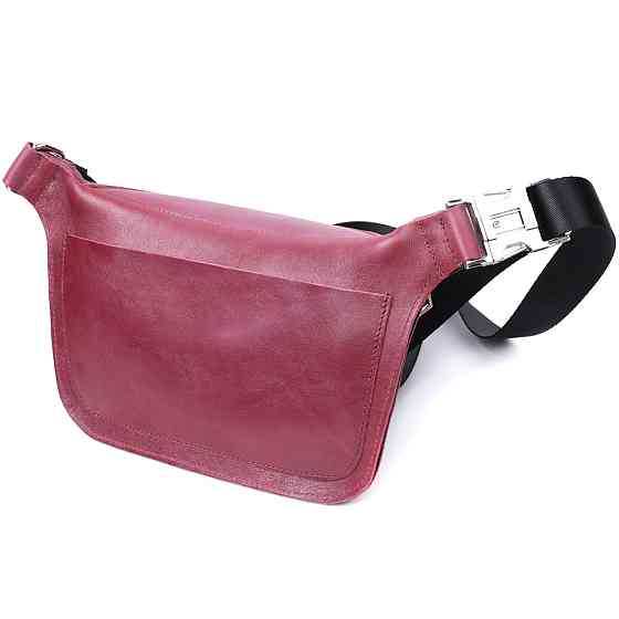 Красива бананка для жінок з натуральної шкіри GRANDE PELLE 22815 Рожевий Київ