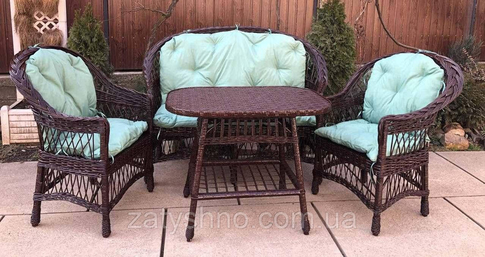 Мебель плетеная шоколадная  с светло синими   накидками Киев - изображение 4