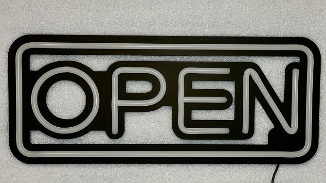 Вивіска OPEN LED NEON світлодіодна неонова 48×20 см, біле світло, настінна, для магазинів і офісів,  Київ - фото 3