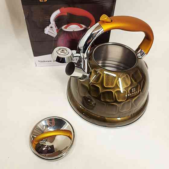Елегантний чайник з нержавіючої сталі зі свистком Edenberg EB-1910 3л, Гарний чайник для газової плити GE-34 Івано-Франківськ