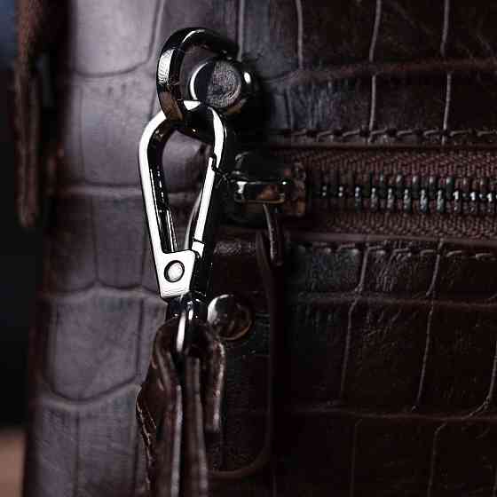 Модний клатч для чоловіків із натуральної фактурної шкіри Коричневий (CANPELLINI) Київ