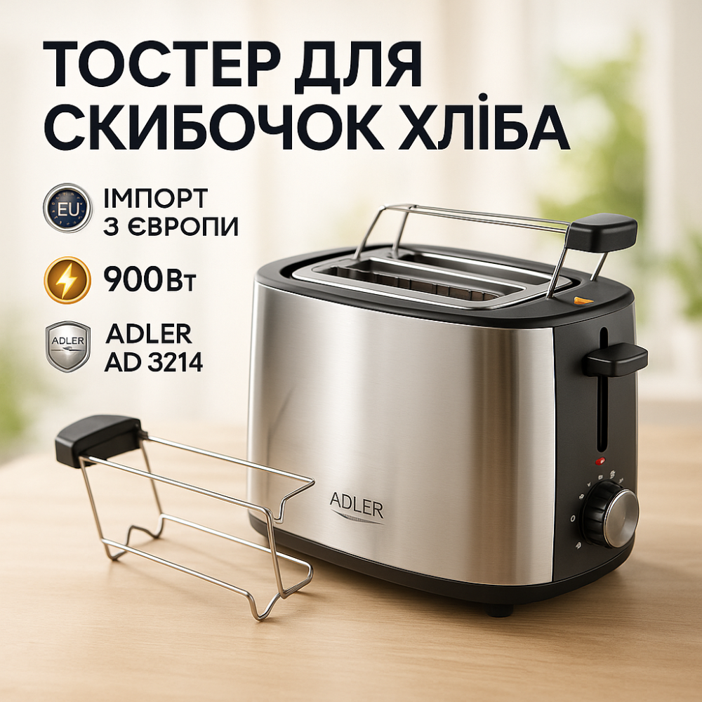Тостер для підсмажування тостів Adler AD 3214 900Вт, Якісний тостер для дому Зручний дому LJ-84 Львів - фото 18