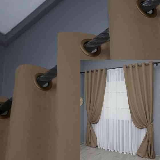 Комплект штор на люверсах VR-Textil Мікровелюр Petek YL № 1799ш Какао 150х270 см 2 шт (37-0265) Київ