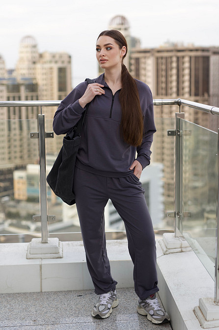 Спортивний костюм жіночий із двонитки "Forever" |  Норма та батал Графіт, 42-44 Київ - фото 1