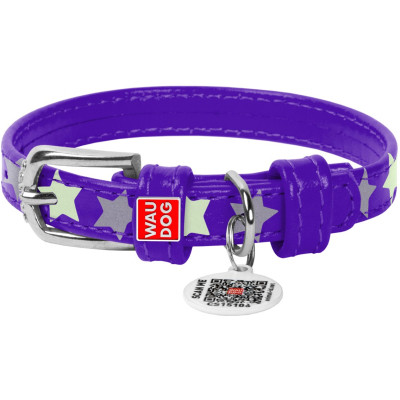 Ошейник для животных WAUDOG Glamour с QR паспортом "Звездочка" XS Ш 12 мм Д 21-29 см фиолетовый (35849) Винница - изображение 1