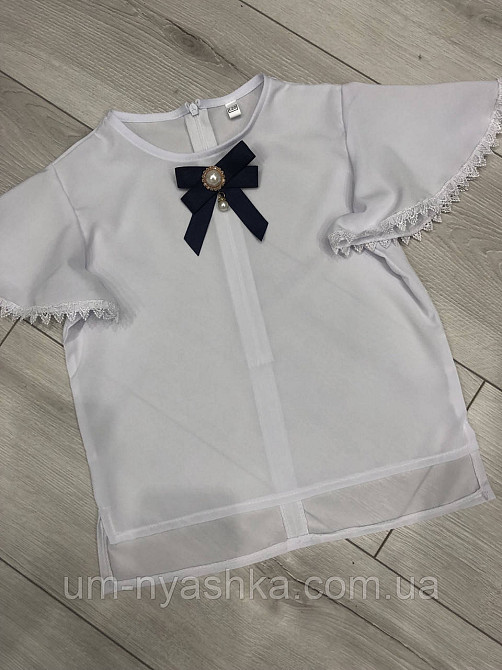 Гарна шкільна блузка з коротким рукавом 134 Кривий Ріг - фото 1