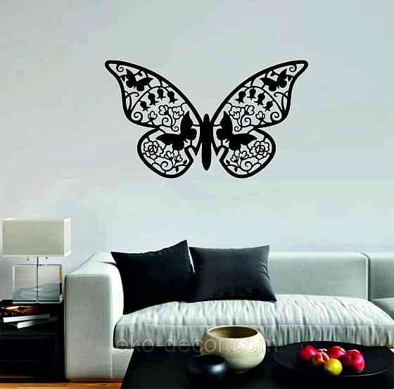 Декоративне настінне Панно  «Метелик» , Декор на стіну 90*52 см, Чорний Київ