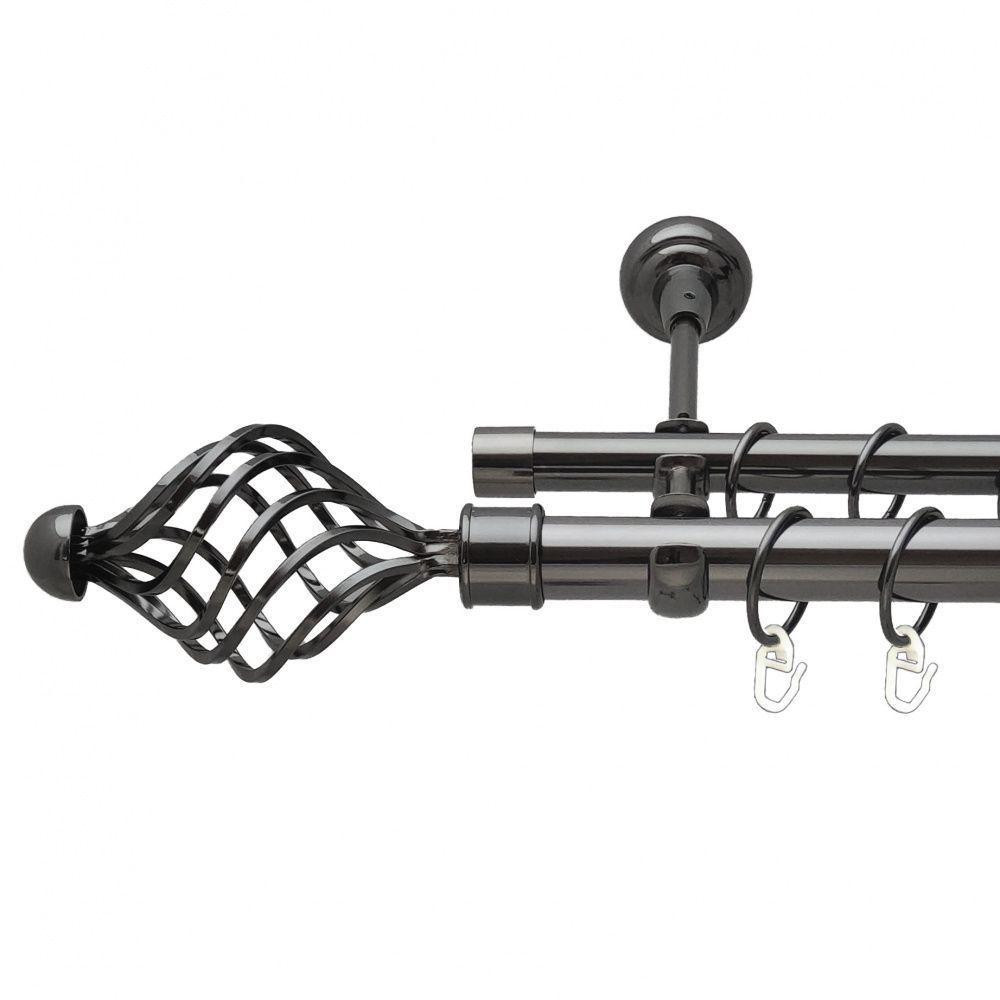 Карниз Orvit Арезо металевий дворядний відкритий гладка труба кільце металеве Онікс 25\16 мм 160 см Львов - изображение 1