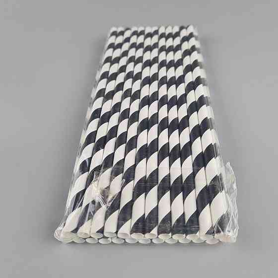 Соломка трубочка паперова Ø 5 мм 20 см "Віта " біло-чорна 25 шт (1 пачка) Харків