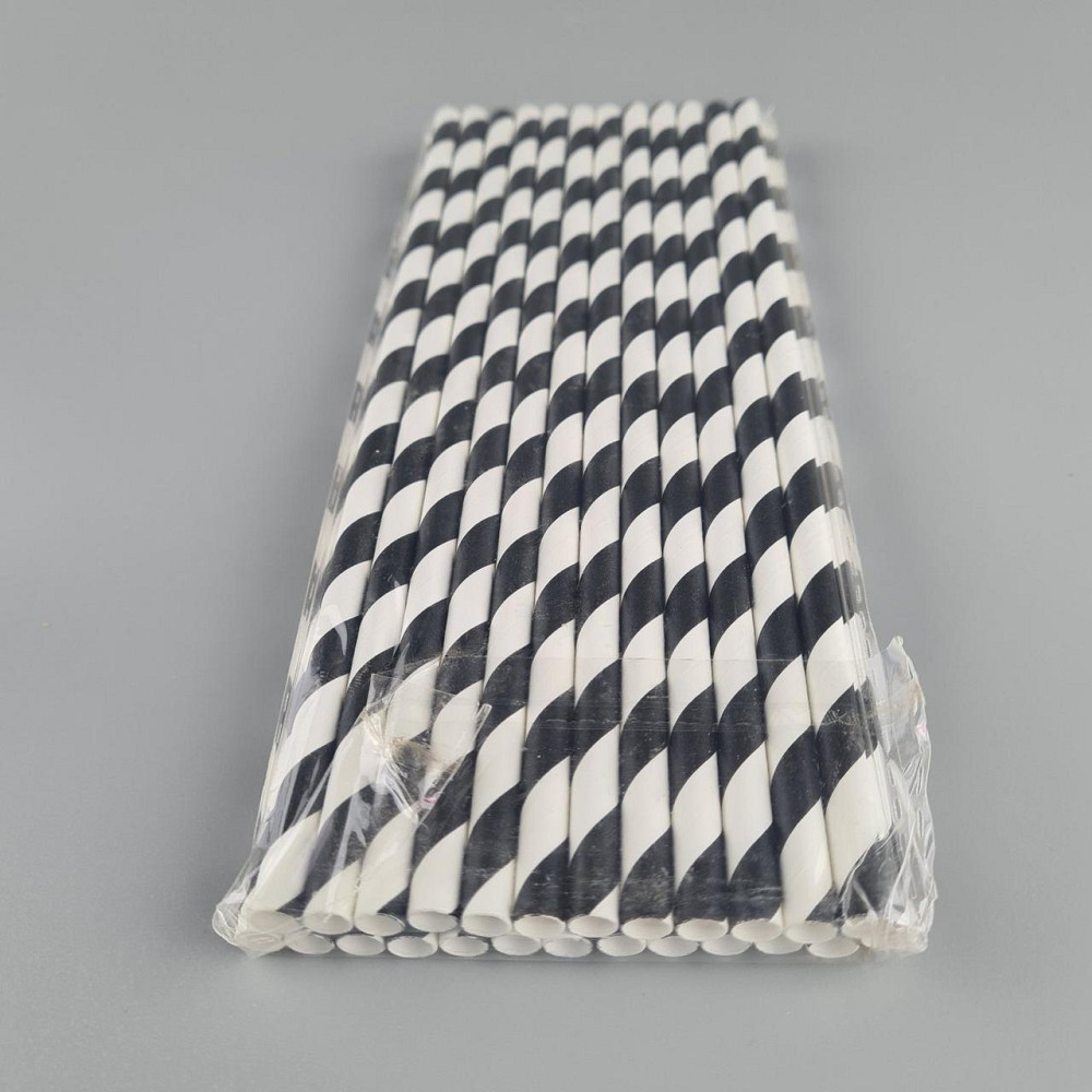 Соломка трубочка паперова Ø 5 мм 20 см "Віта " біло-чорна 25 шт (1 пачка) Харків - фото 2