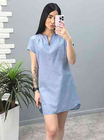 Вільна літня сукня з льону "Penny" оптом I Розпродаж моделі 42-44, Джинс Київ